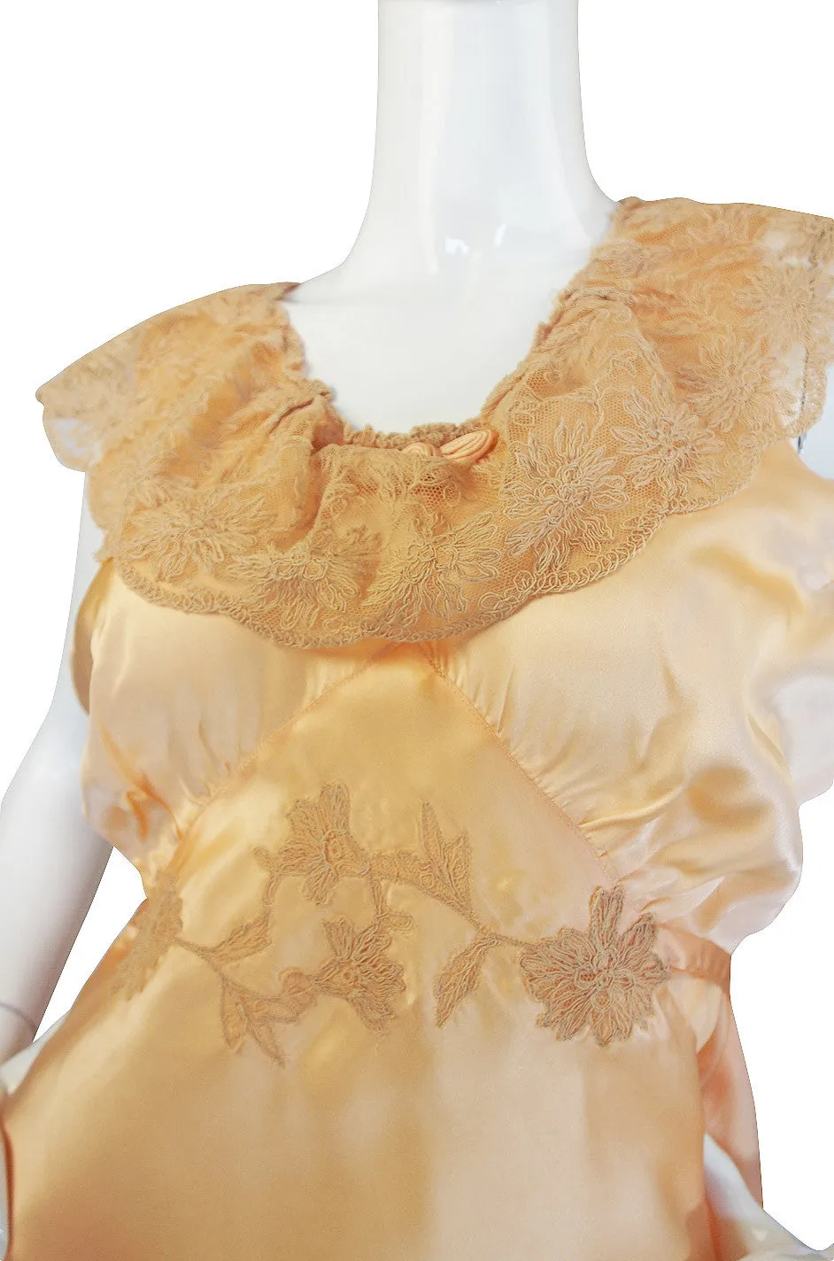 1940s Two Piece Peach Silk Lingerie Set