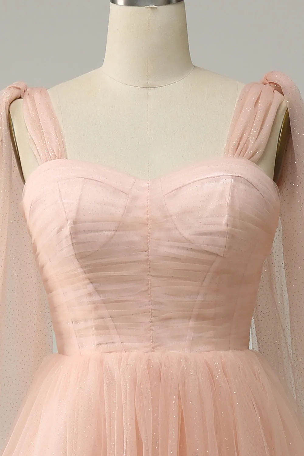 A Line Blush Sweetheart Midi Prom Dress