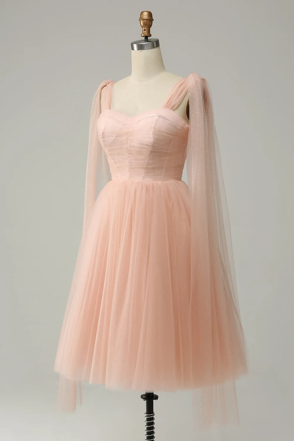 A Line Blush Sweetheart Midi Prom Dress