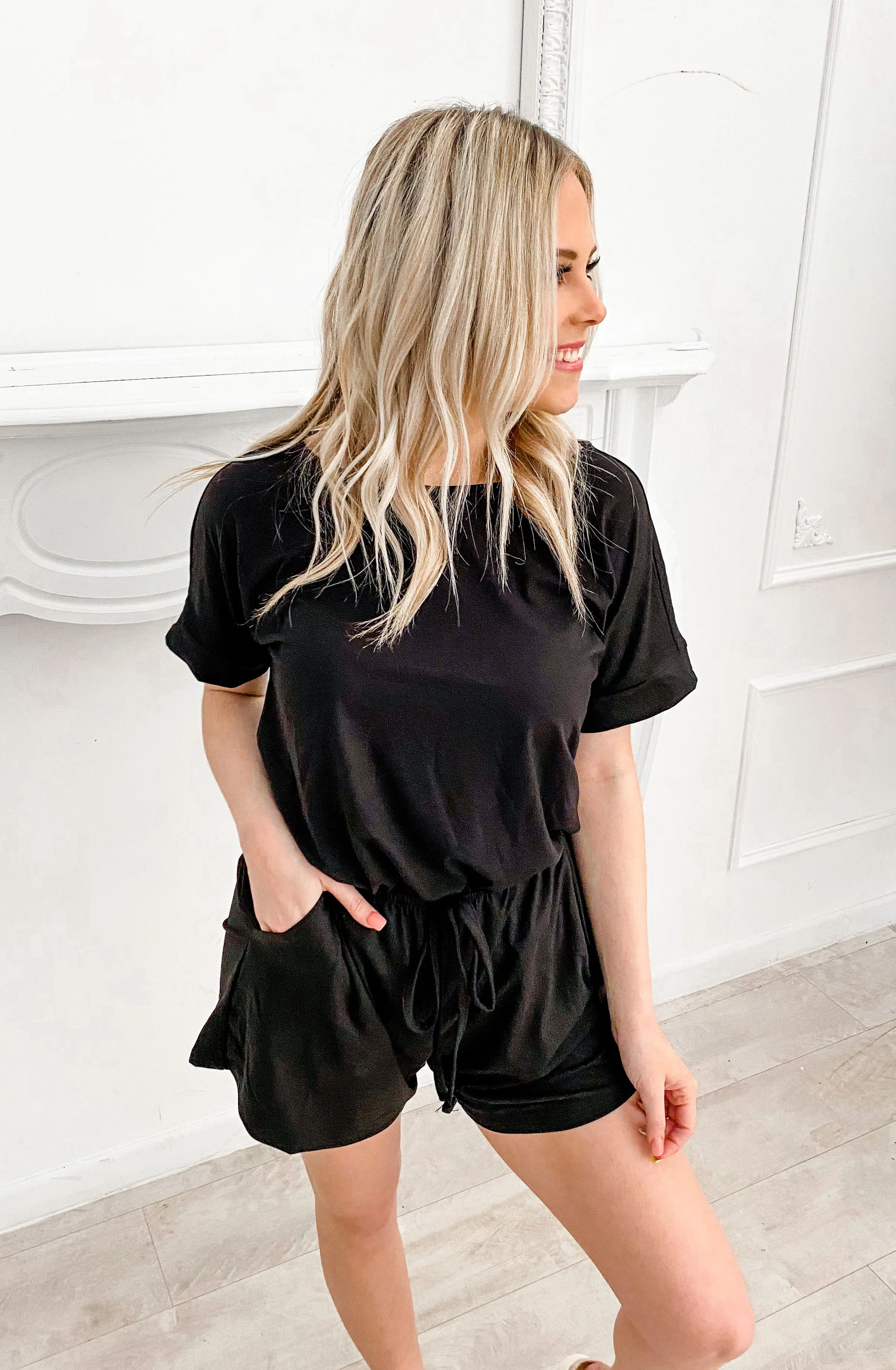 Addison Black Comfy Romper | S-XL