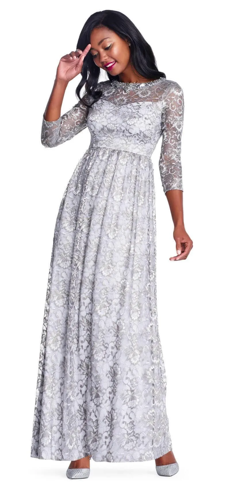 Adrianna Papell AP1E203486 Long Formal Long Sleeve Party Dress