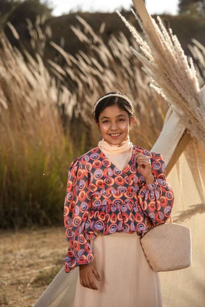 Alley Parade- Printed Jacket with a Rose Fabric Dress for Girls