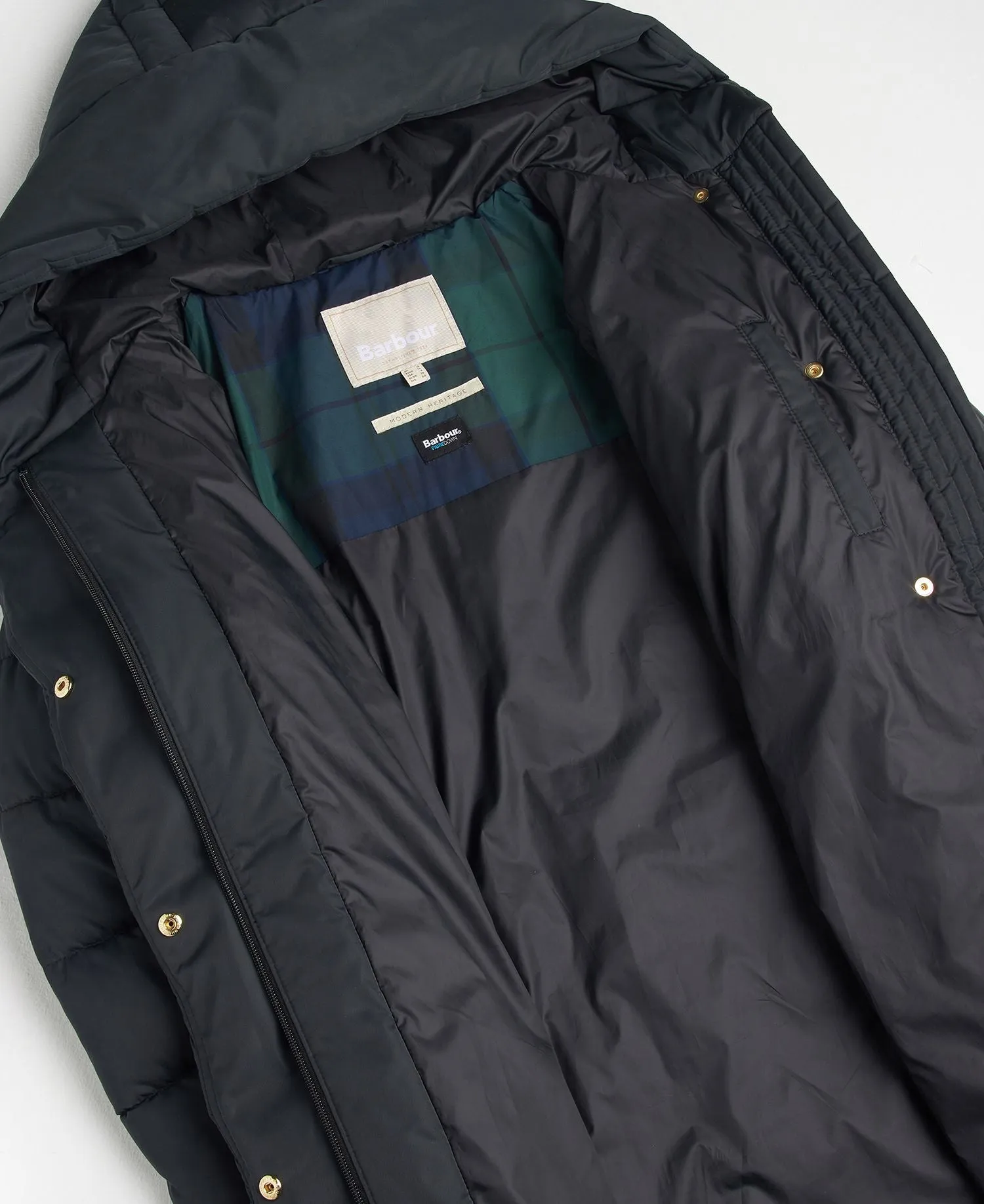 Barbour Alexandria Quilted Jacket Black/Black/Sage Tartan