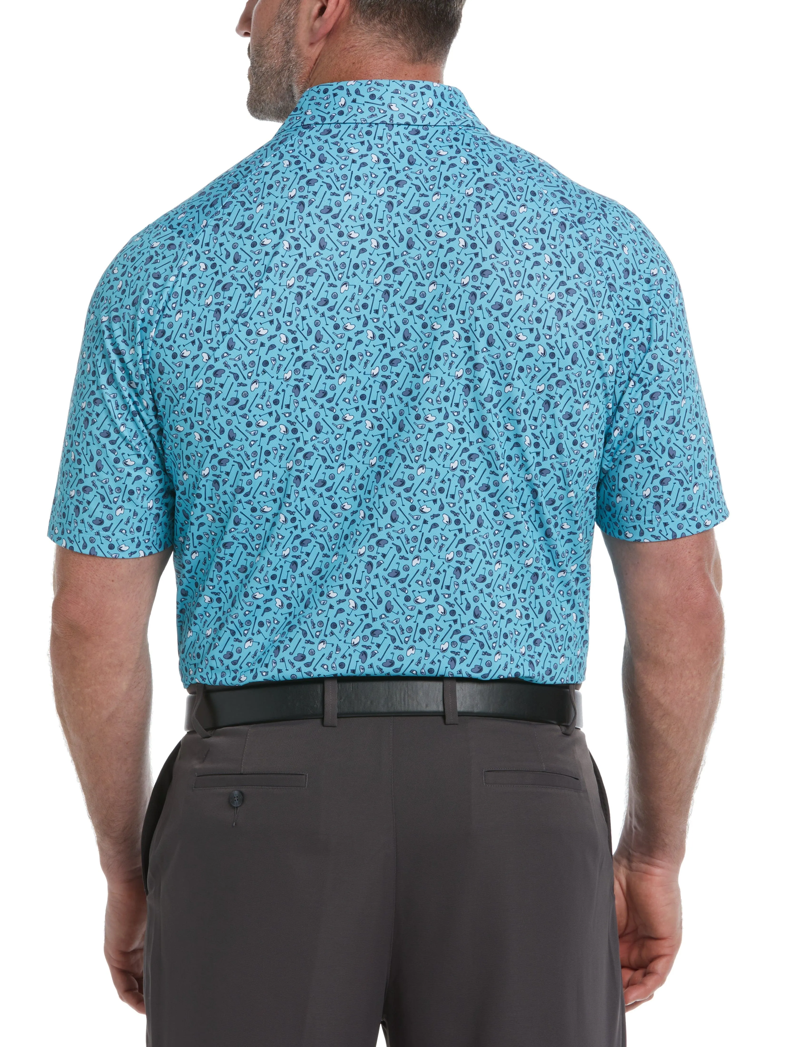 Big & Tall Ventilated Golf Print Golf Polo