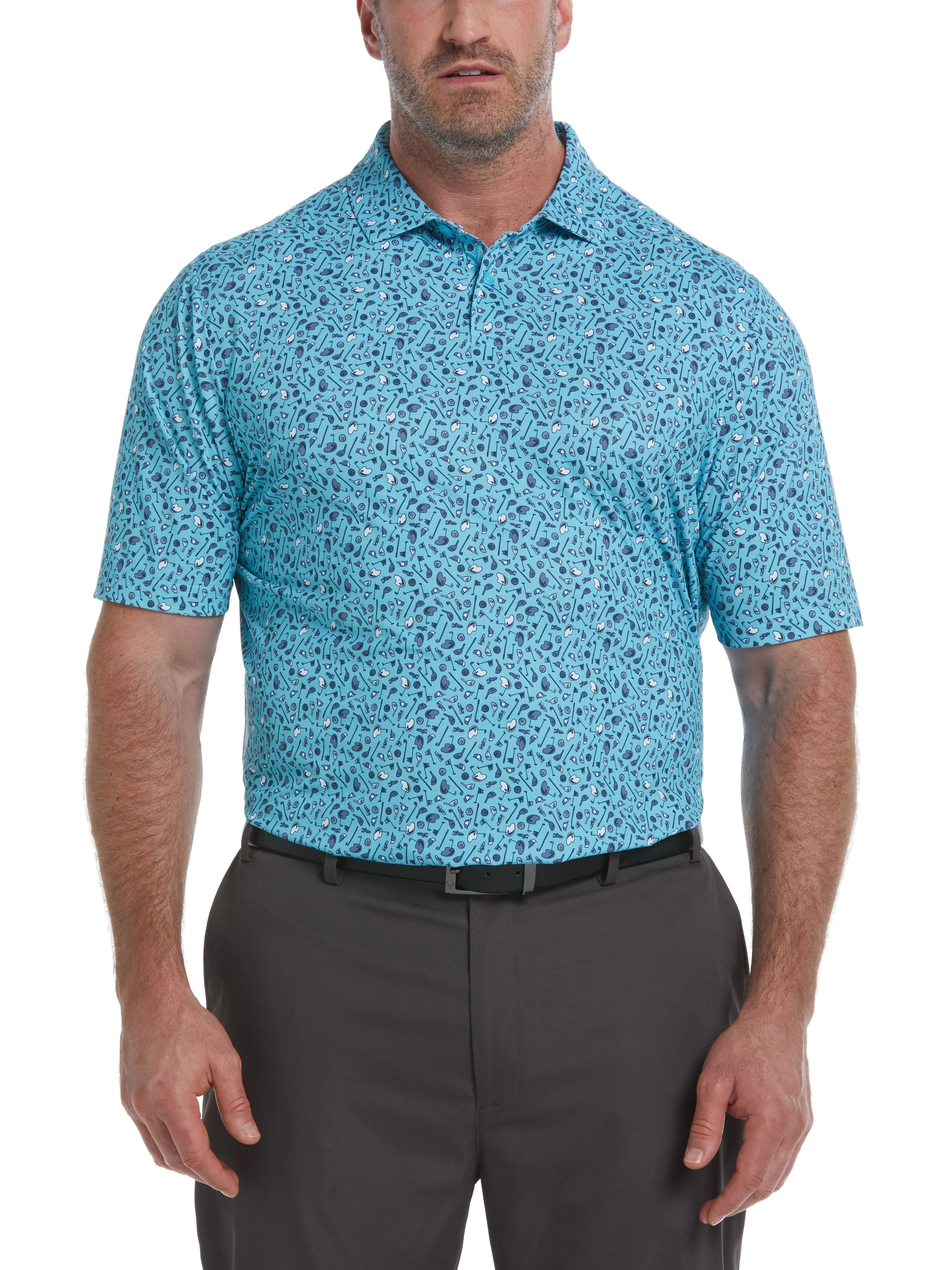 Big & Tall Ventilated Golf Print Golf Polo