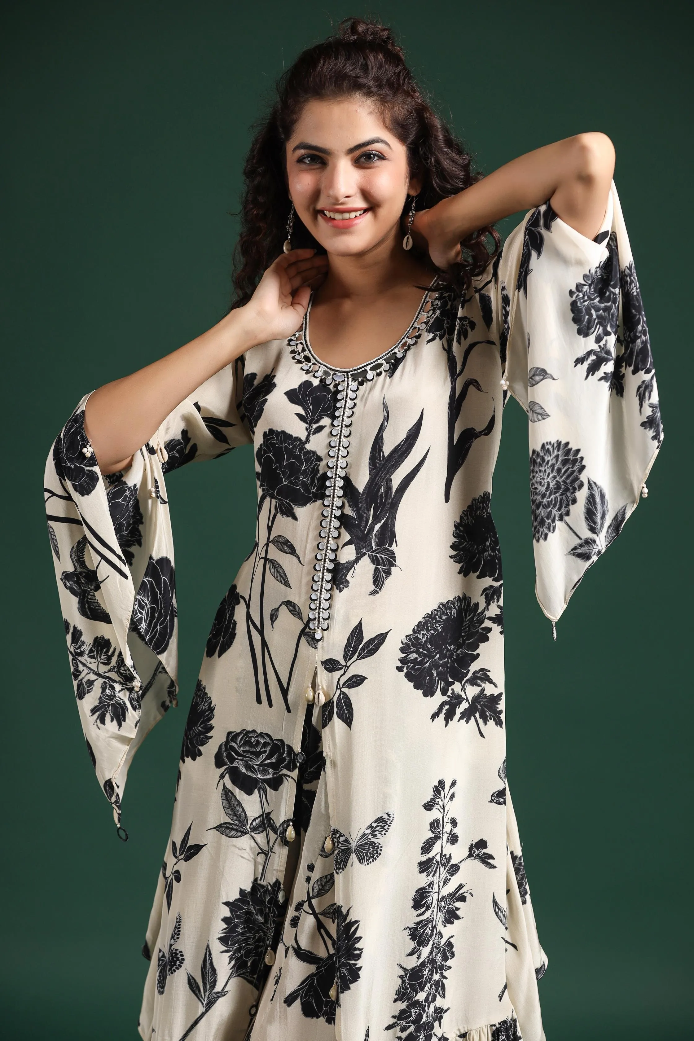 Black & White Digital Printed Muslin Silk Palazzo Set