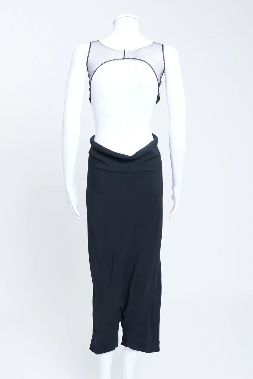 Black Crepe Jumpsuit With Mesh Paneling