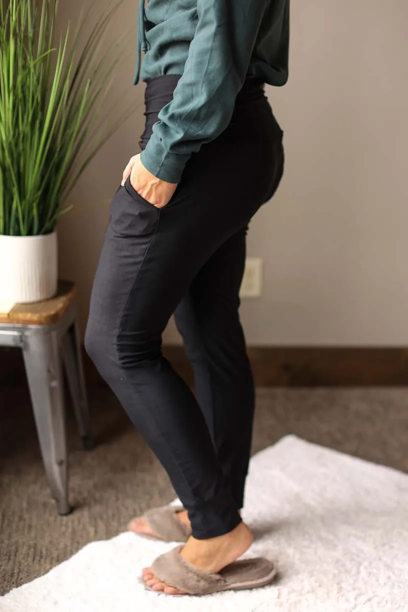 Black High Waist Gathered Pocket Legging Joggers