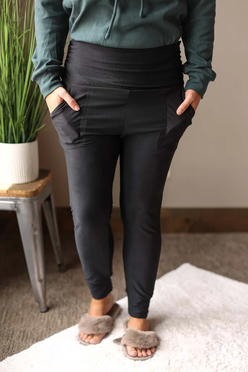 Black High Waist Gathered Pocket Legging Joggers