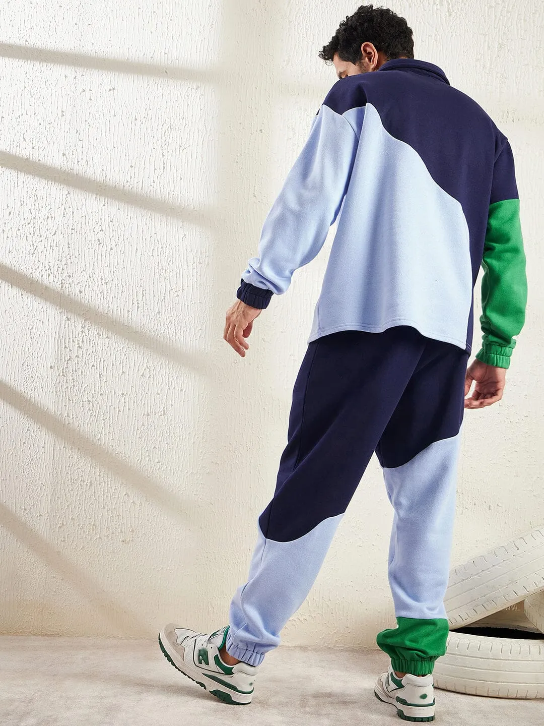 Blue Cut Sew Oversized Matching Tracksuit