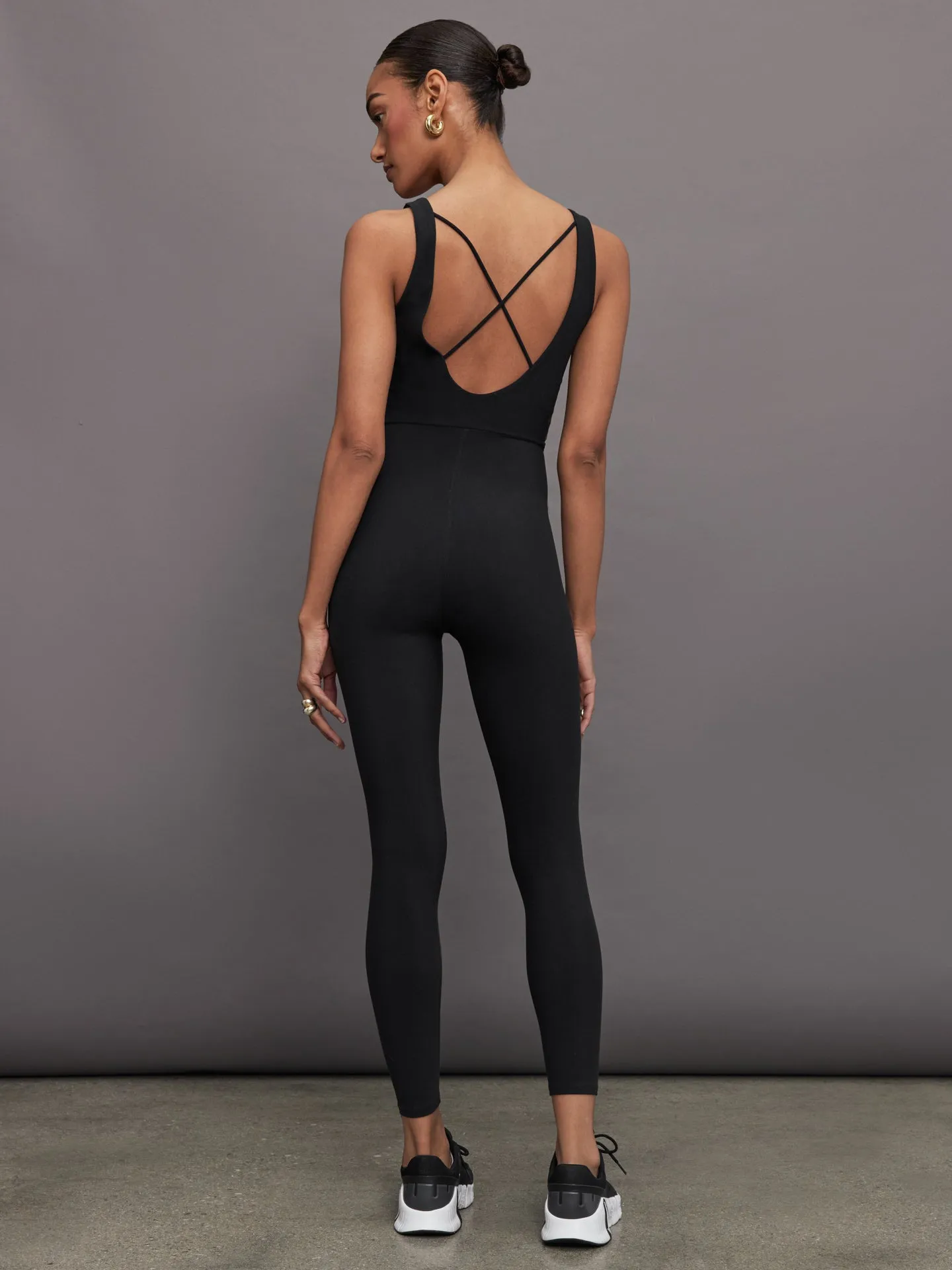 Cross Back Jumpsuit in Melt - Black