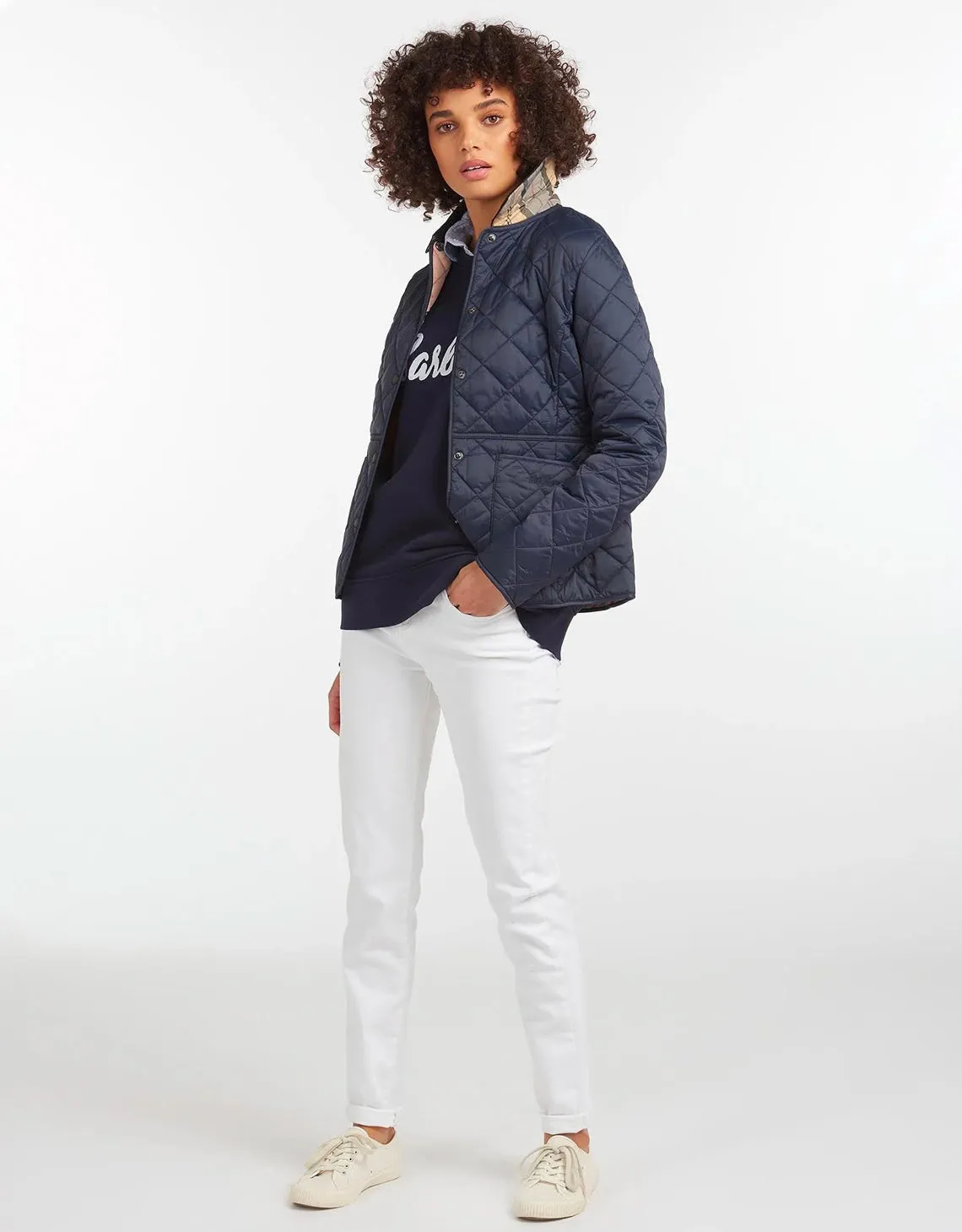 Deveron Quilted Jacket Navy / Pale Pink