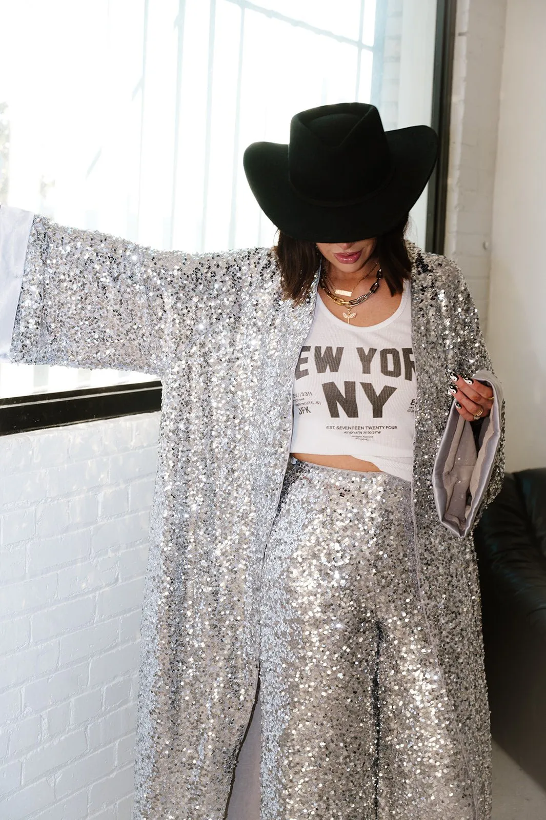 Disco Fever Sequin Satin Duster