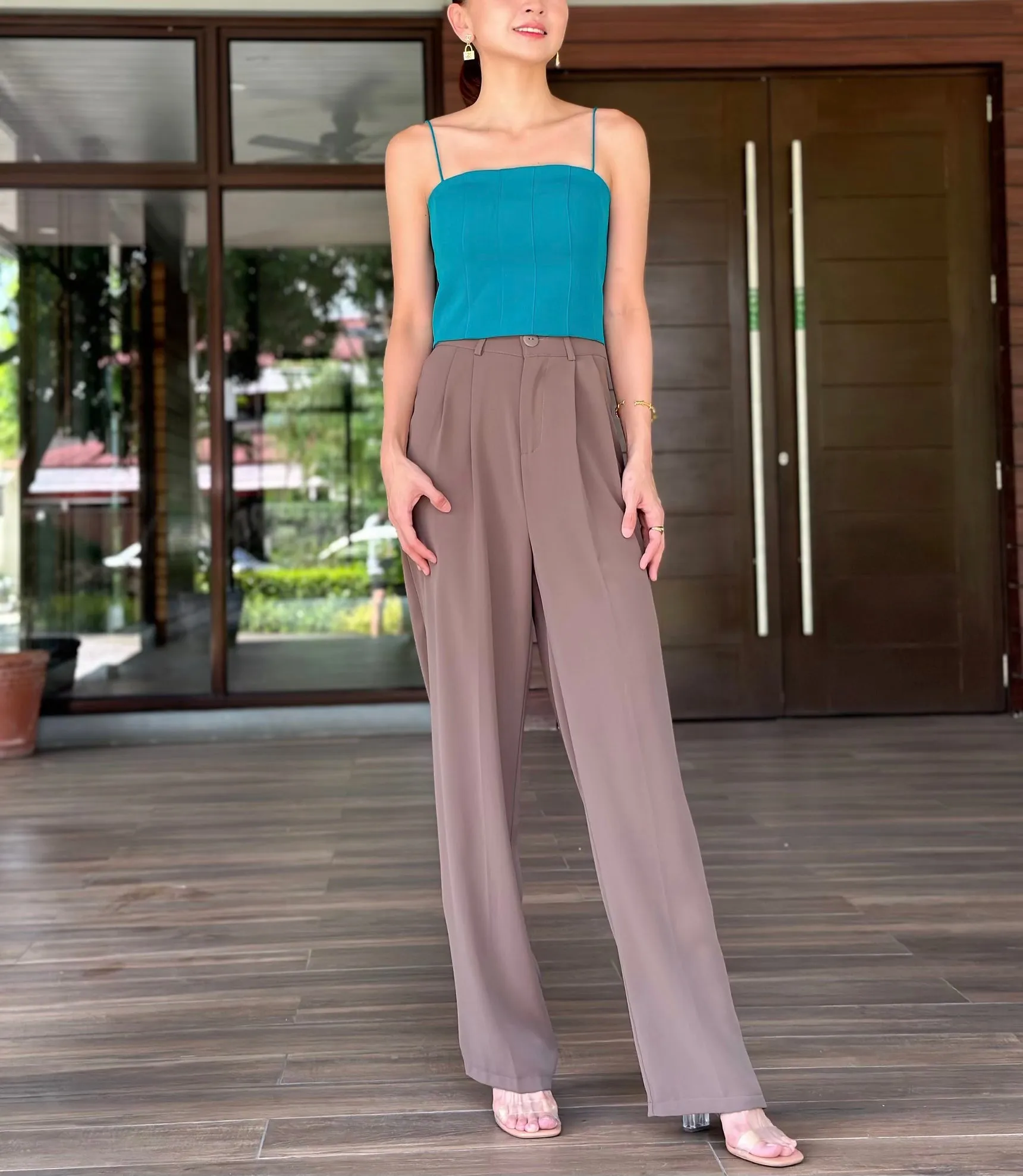 Dulcet 2 Pleat Wide Pants in Brown