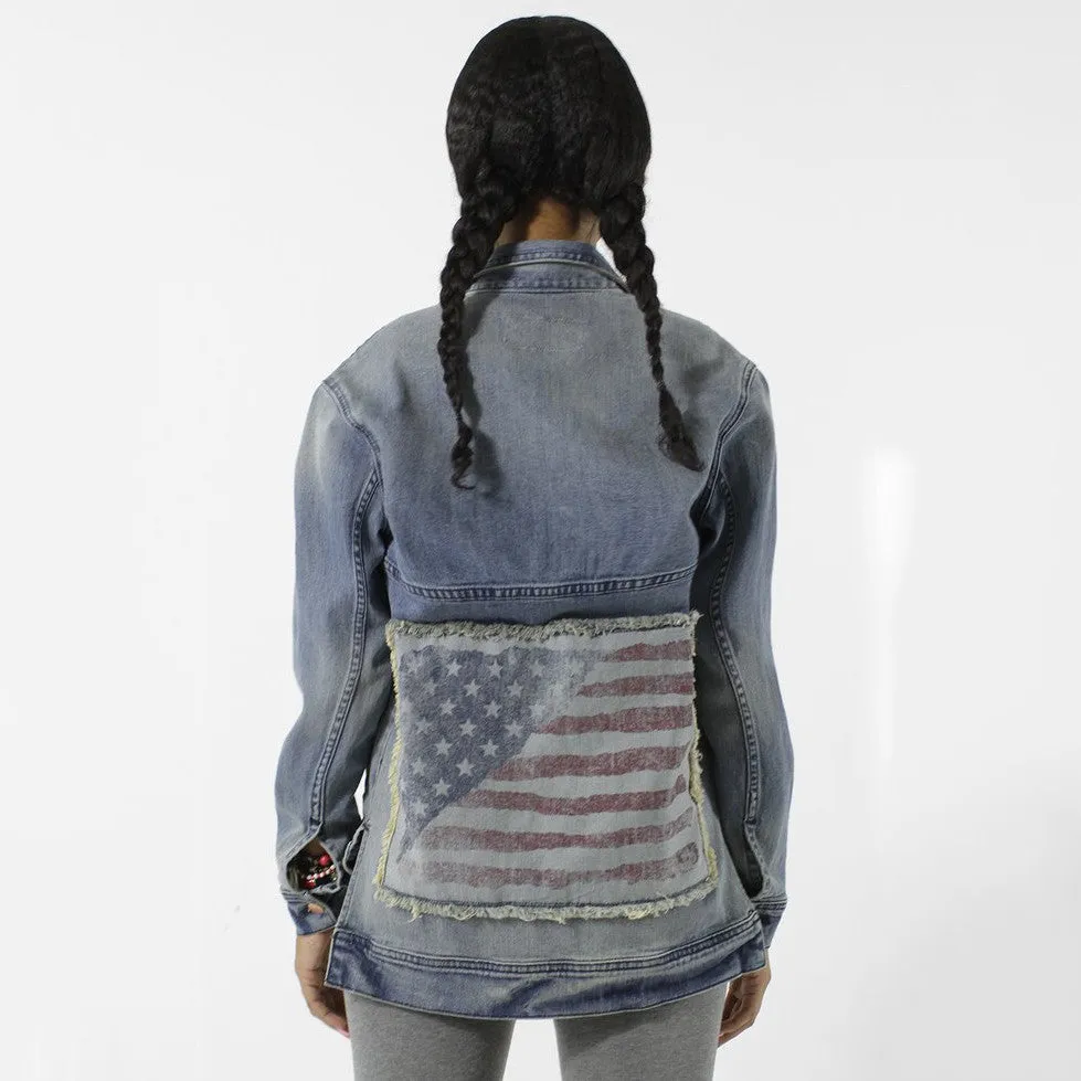 Entree LS Womens Olympic USA Flag Denim Jacket