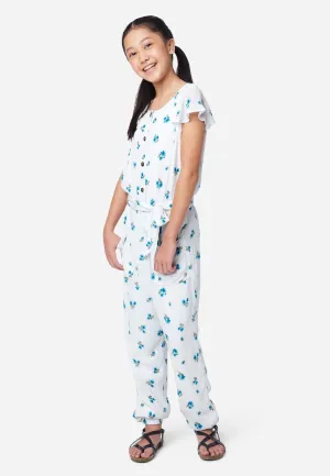 Floral Belted Button-Front Jumpsuit