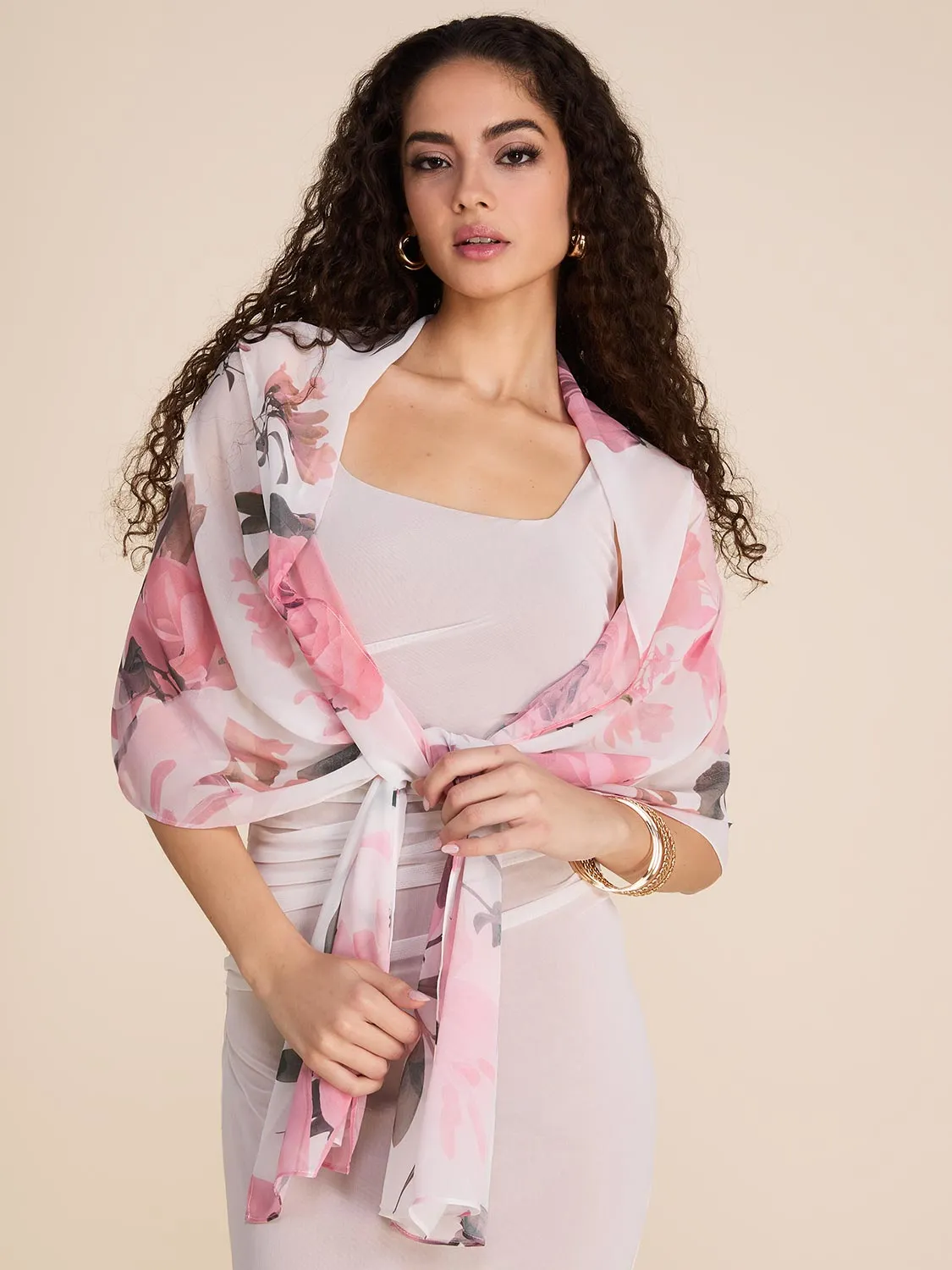 Floral Printed Chiffon Cover-Up