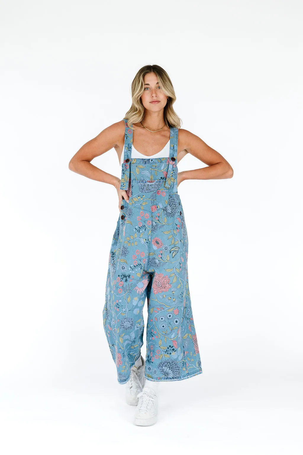 Frankie Floral Denim Overalls