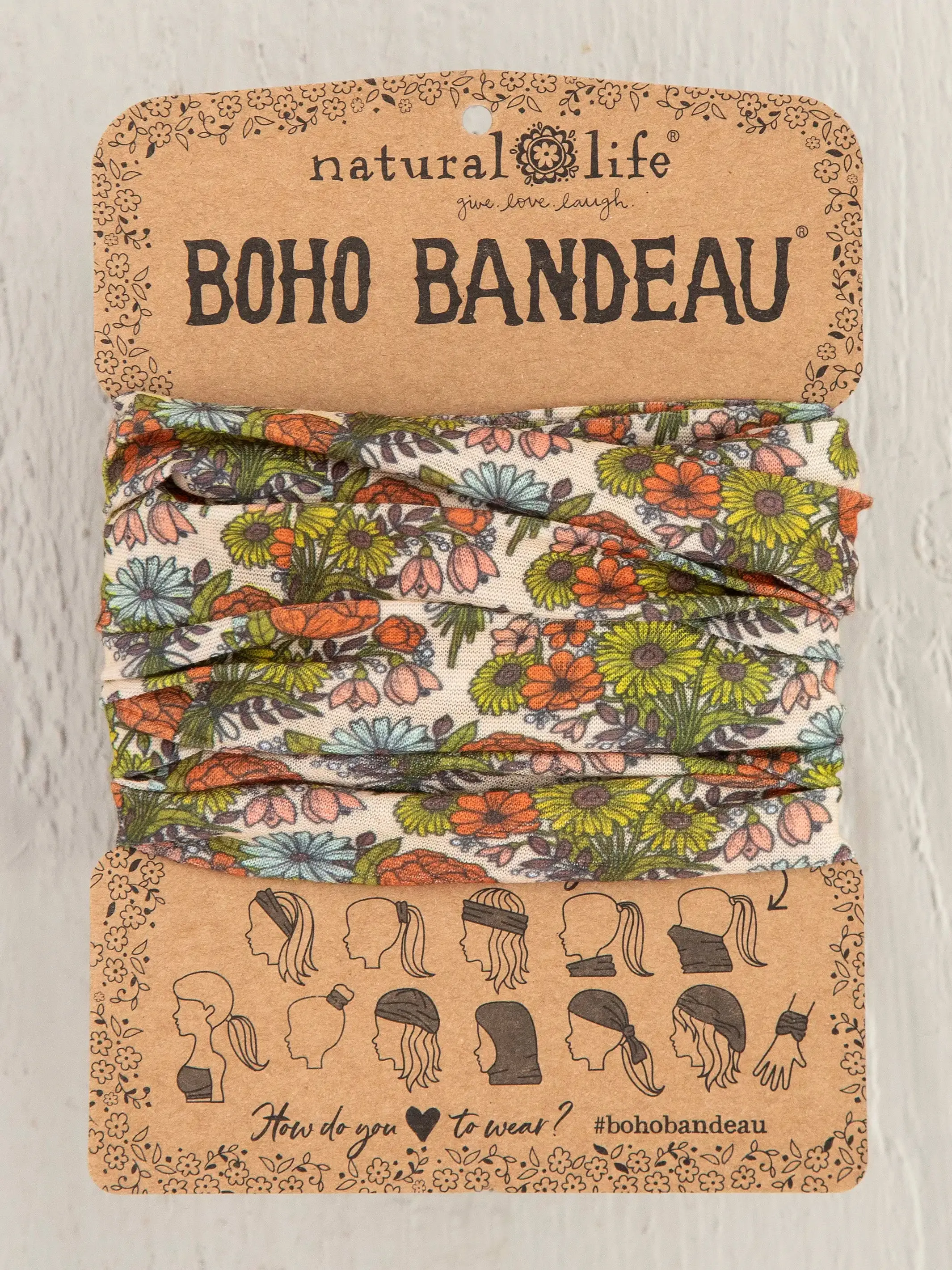 Full Boho Bandeau® Headband - Retro Daisies Cream