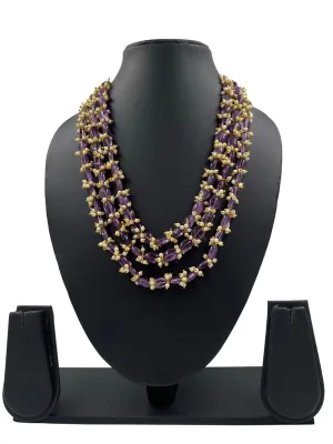 Handcrafted Semi Precious Amethyst Layered Beads Necklace For Women.