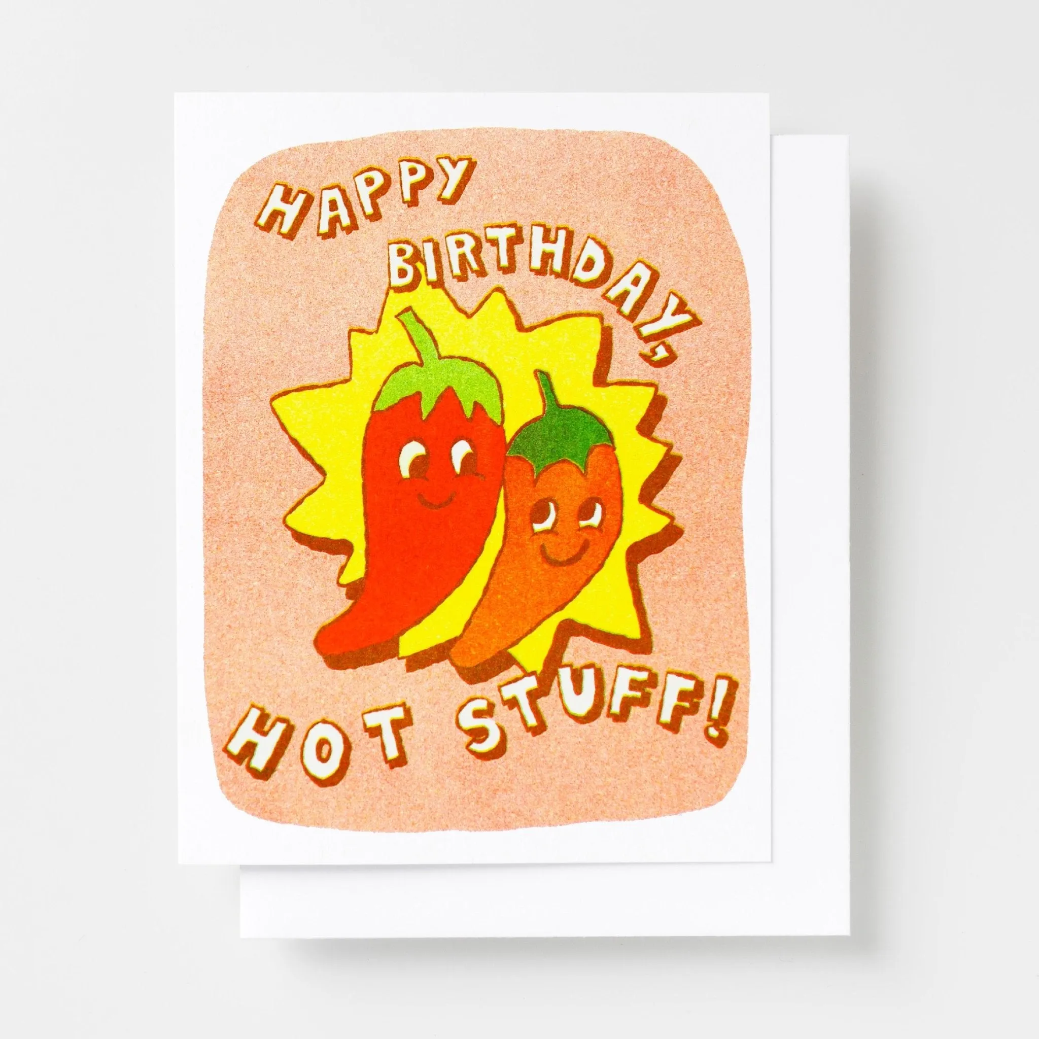 HBD Hot Stuff Hot Peppers Risograph Card