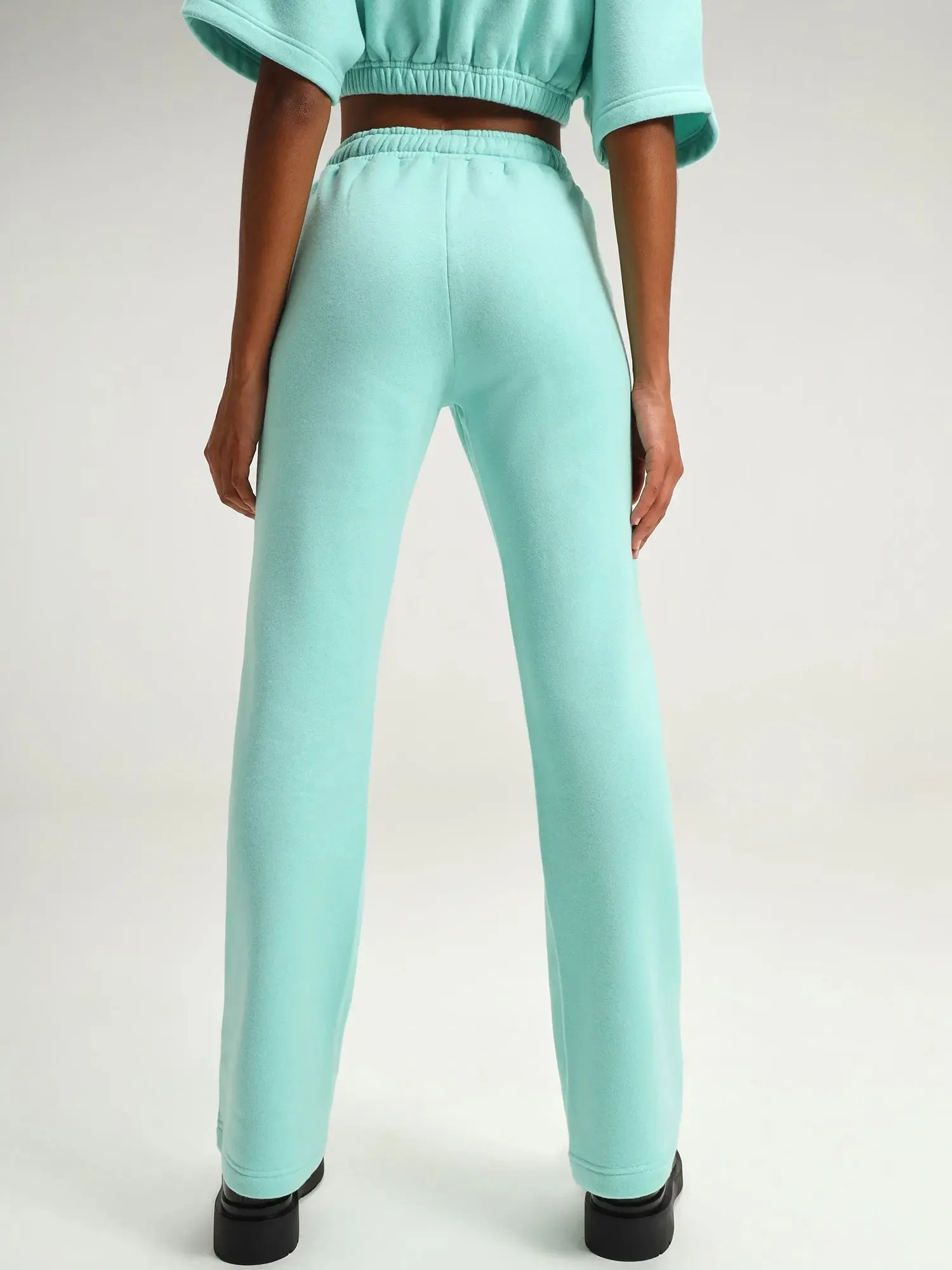 Miami Aqua Straight Leg Slit Joggers