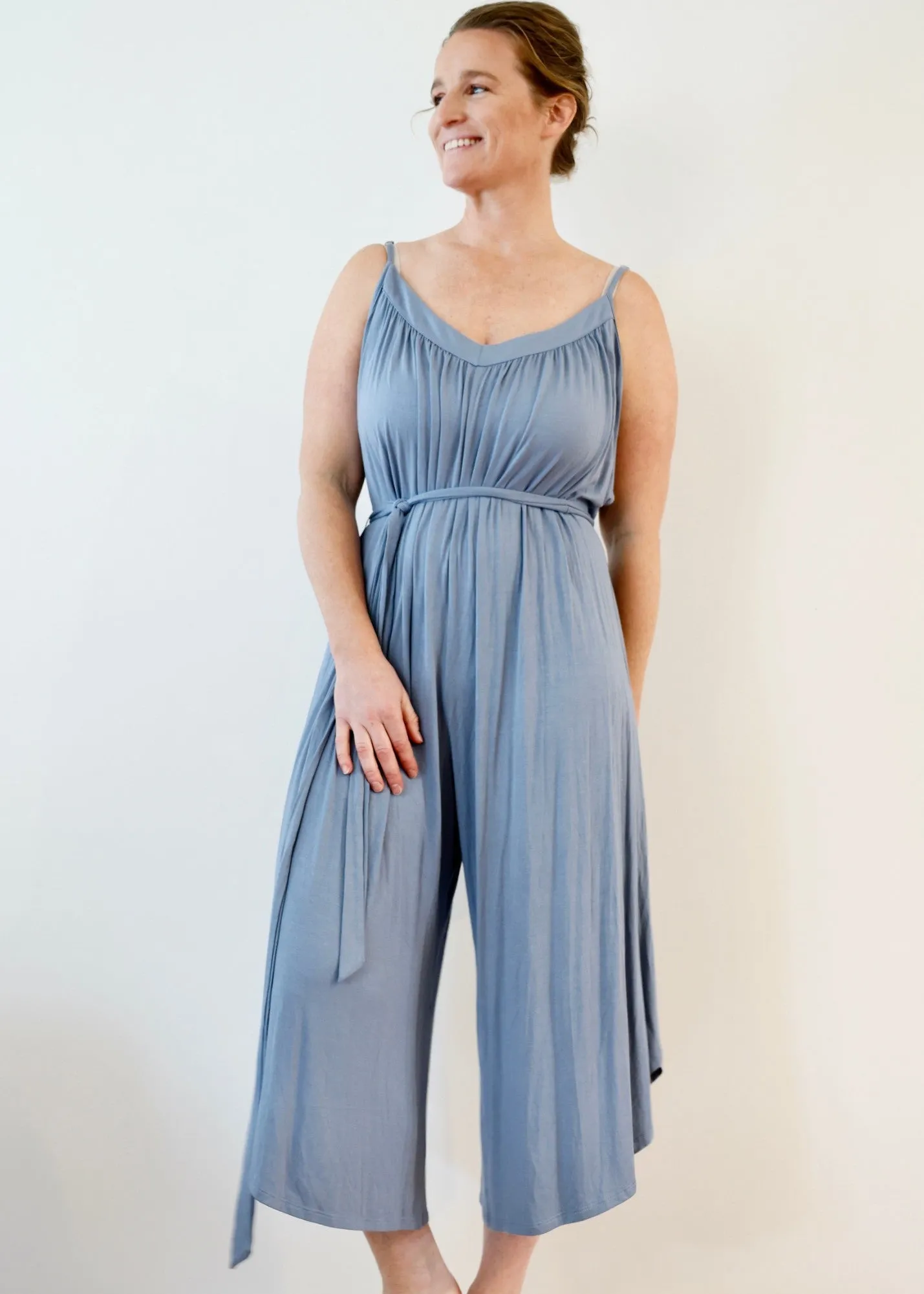 NOVAA Strappy Jumpsuit in Light Denim