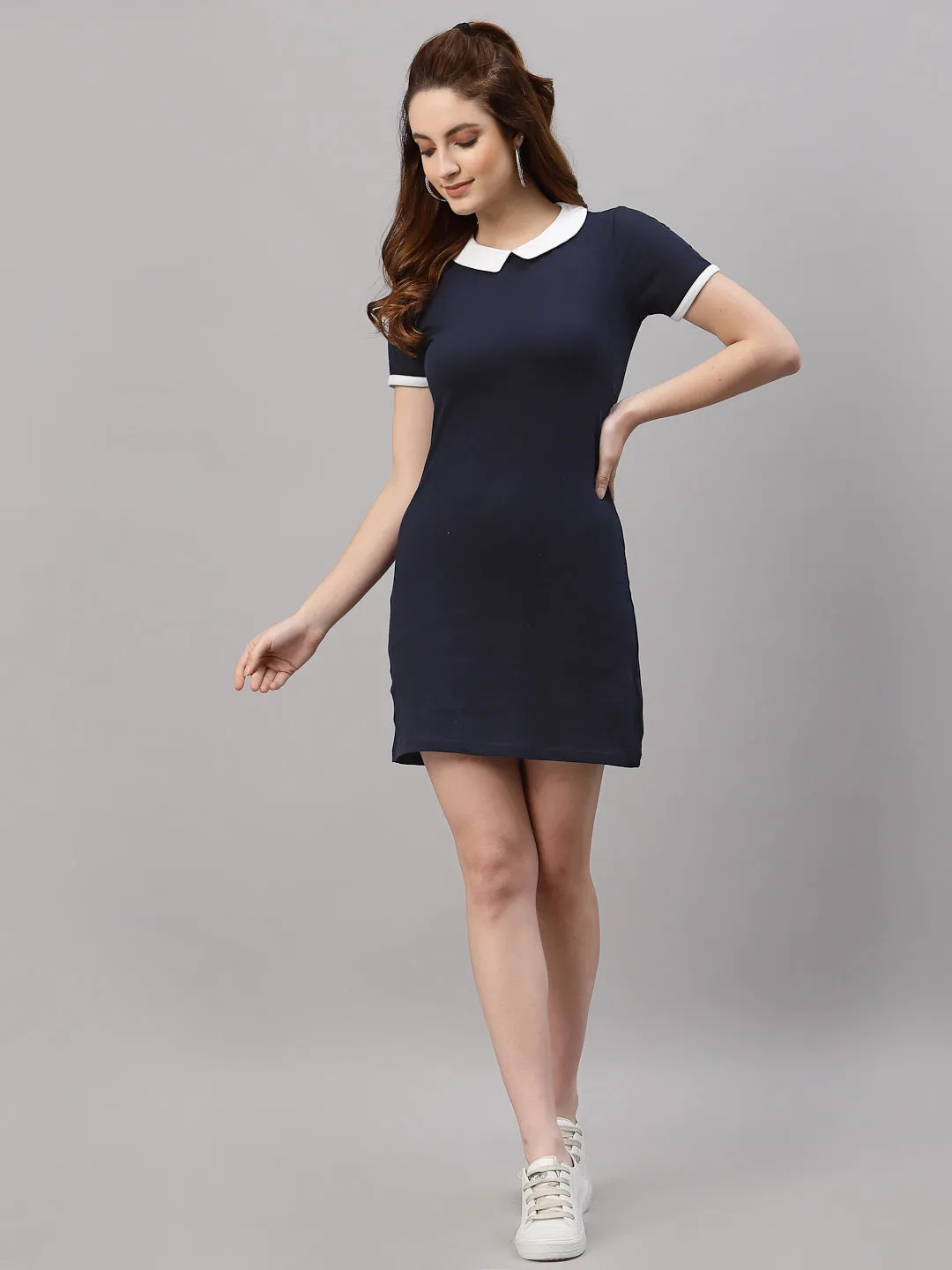 Peterpan Collar Navy Blue Bodycon Dress