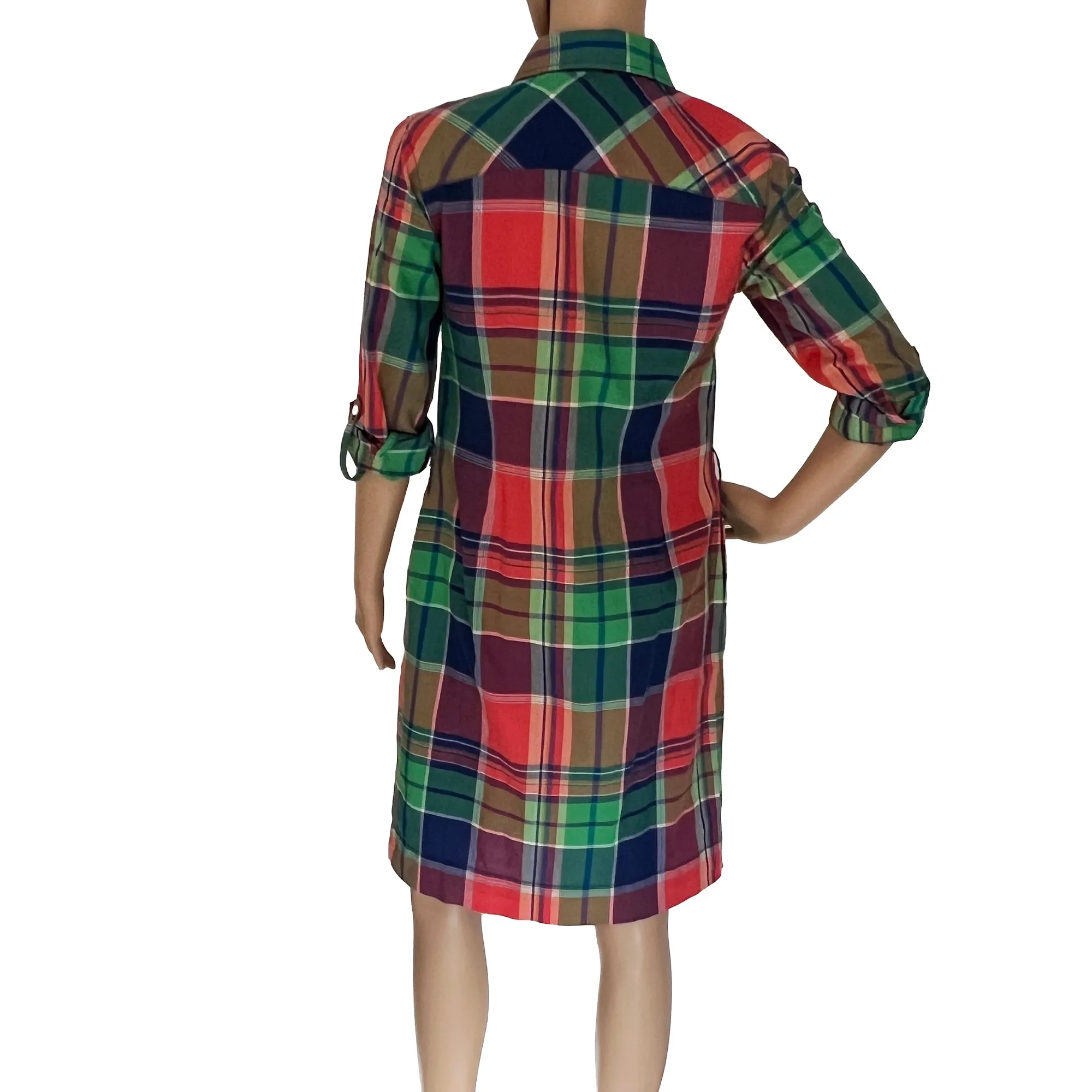 Talbots Petites long sleeve madras plaid cotton shirt dress - 2P