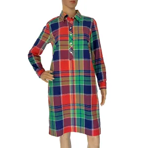 Talbots Petites long sleeve madras plaid cotton shirt dress - 2P