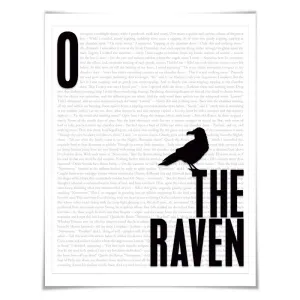 The Raven by Edgar Allan Poe. Literary Art Print. 4 Sizes. Literature Poster. Poetry Art