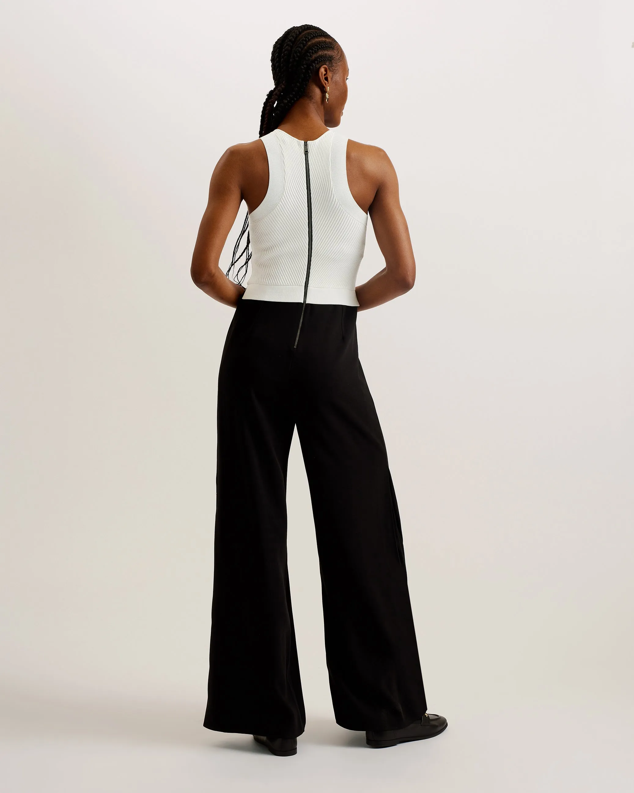 Toveli Knit Bodice Wide Leg Jumpsuit Black