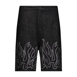 UP IN FLAMES DENIM SHORTS