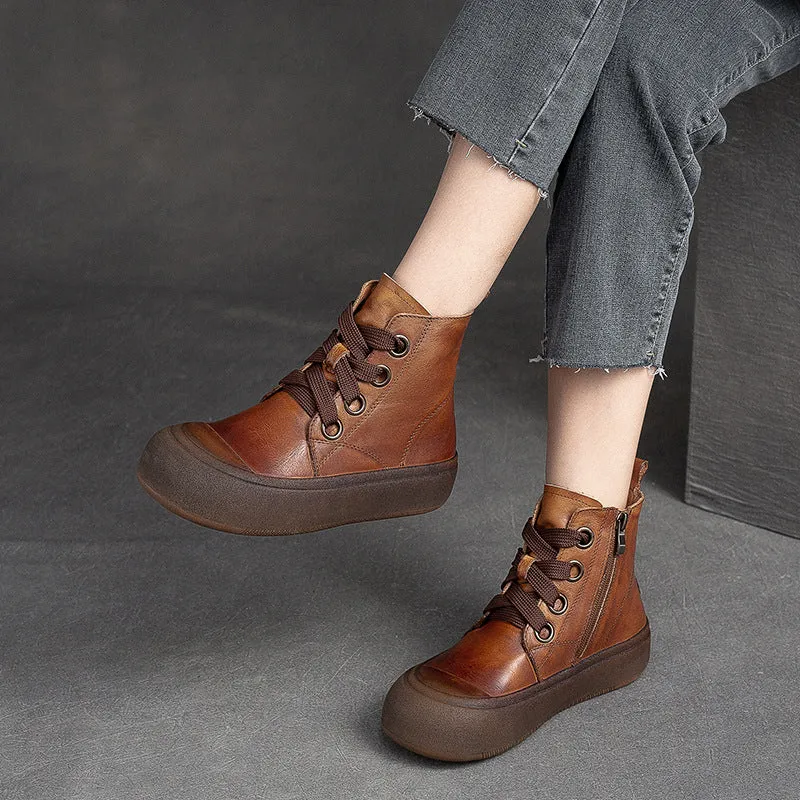 Women Autumn New Trendy Retro Leather Boots