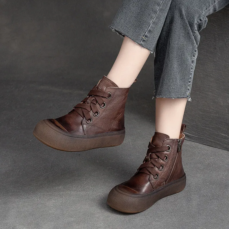 Women Autumn New Trendy Retro Leather Boots