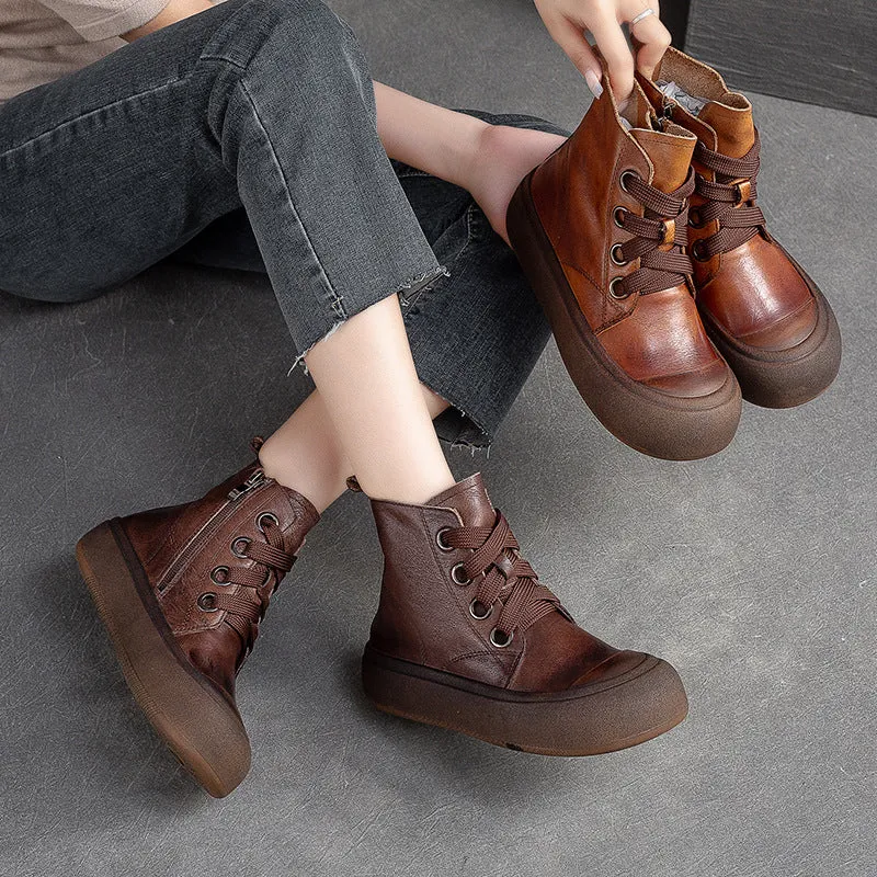 Women Autumn New Trendy Retro Leather Boots